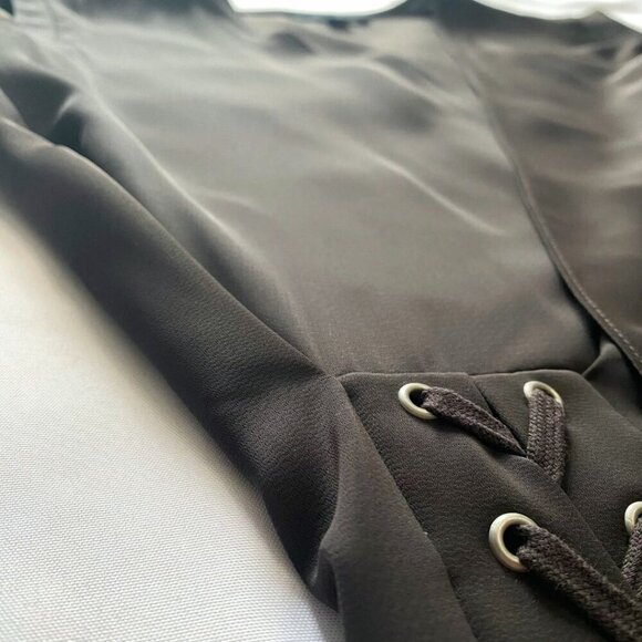 ALLSAINTS AURES SURPLICE LACE UP SLEEVELESS SATIN DRESS IN BROWN - 4 - Picture 10 of 12